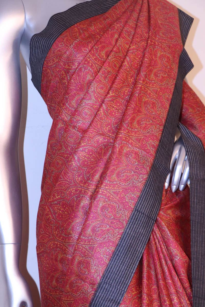 Handloom Printed Tussar Silk Saree AI208499